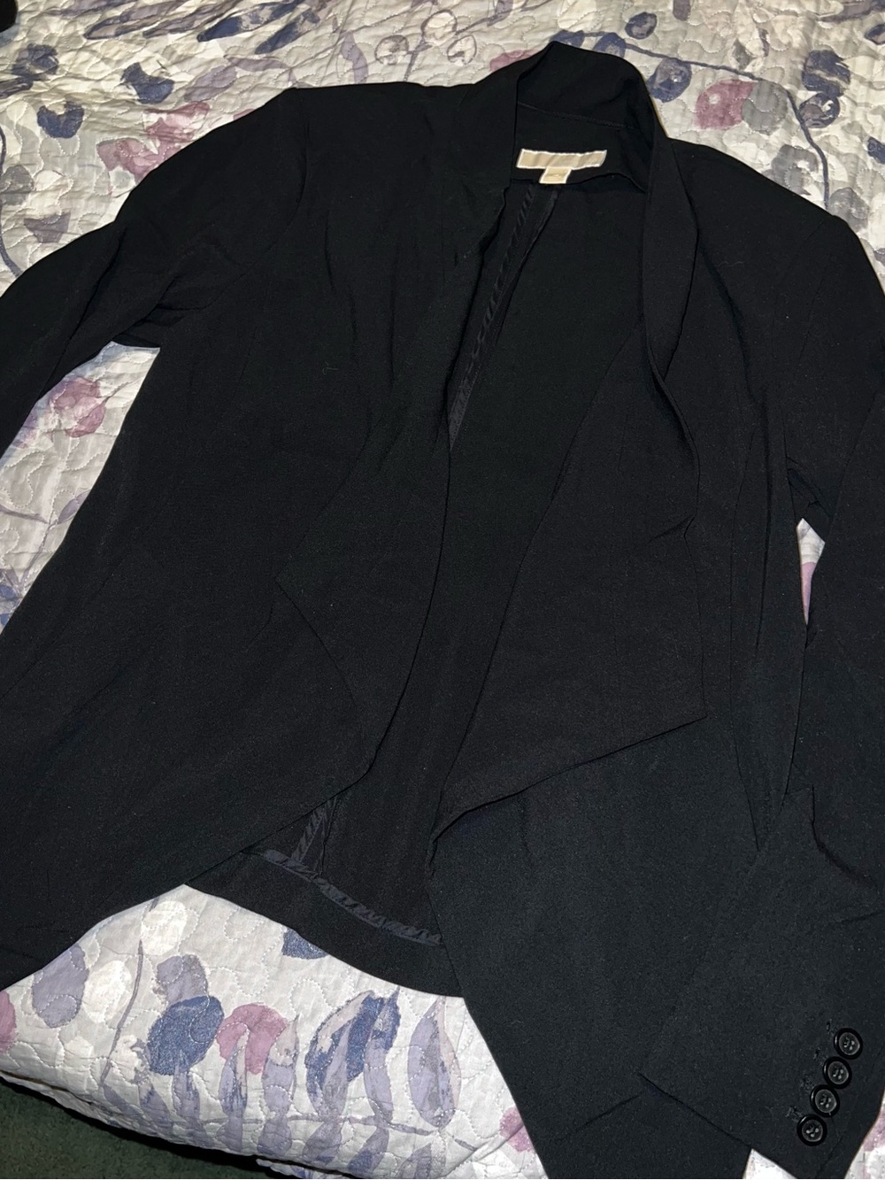 MICHAEL Michael Kors Black Draped Open-Front Cardigan Blazer